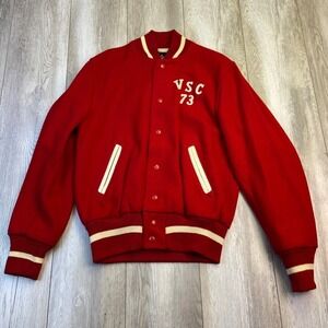 VINTAGE Whiting Los Angeles Letterman Varsity Jacket Mens Size 42 Red Wool *